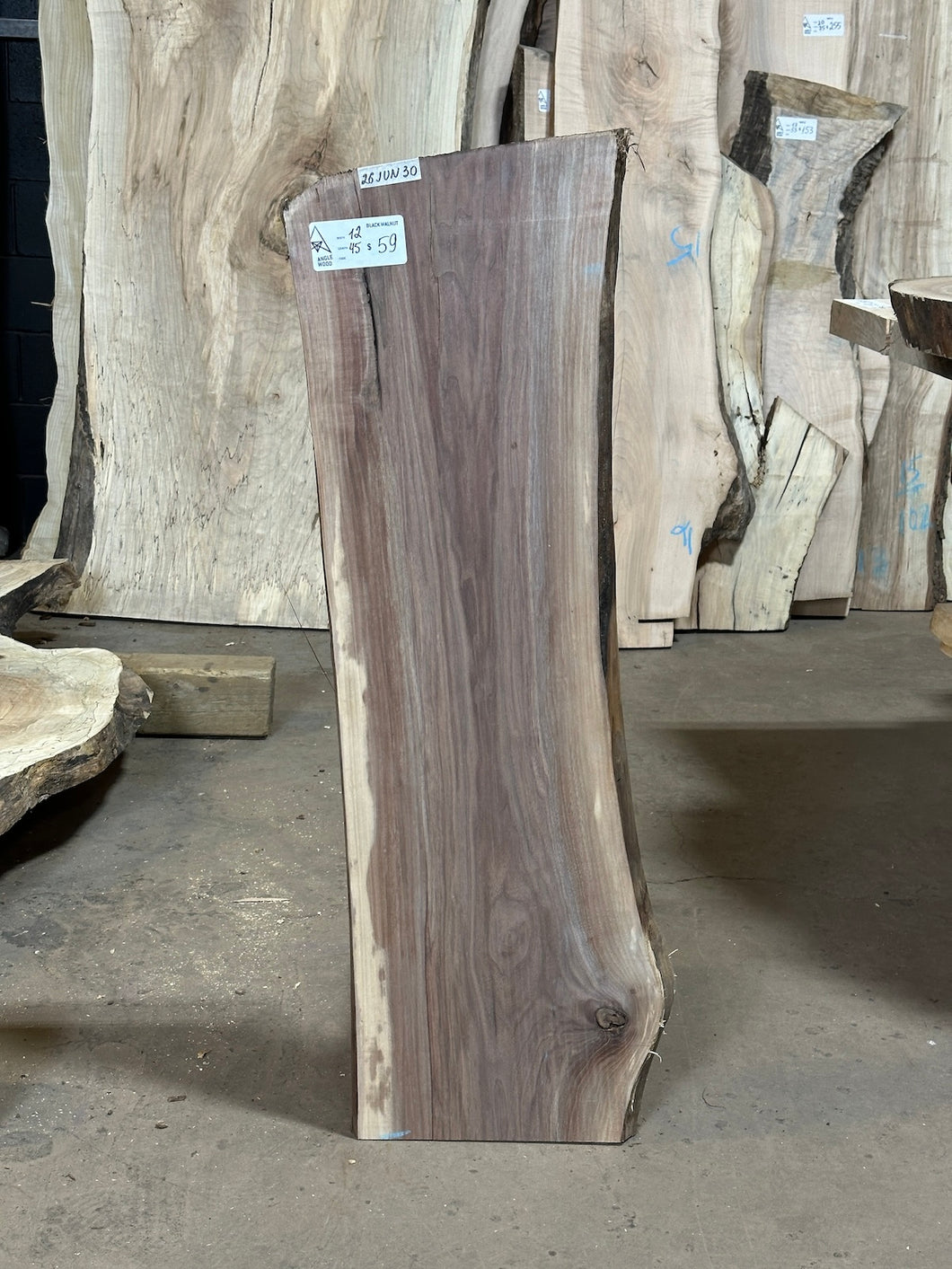 26JUN30 BLACK WALNUT LIVE EDGE SLAB