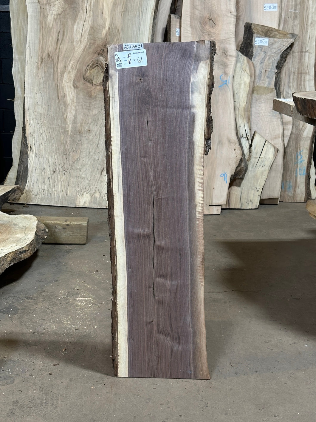 26JUN31 BLACK WALNUT LIVE EDGE SLAB