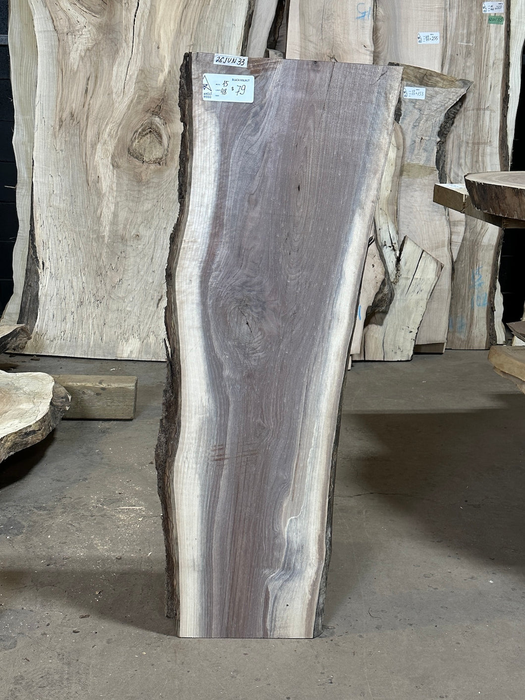 26JUN33 BLACK WALNUT LIVE EDGE SLAB