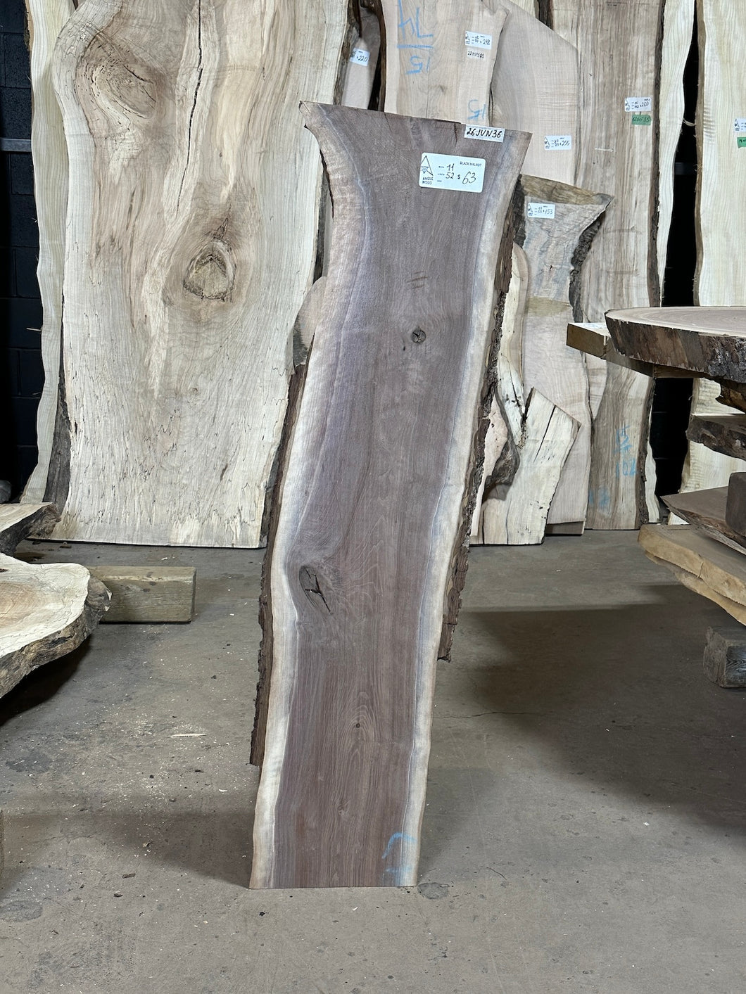 26JUN36 BLACK WALNUT LIVE EDGE SLAB